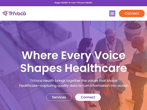 Screenshot of TriVoca Health website, February 2026